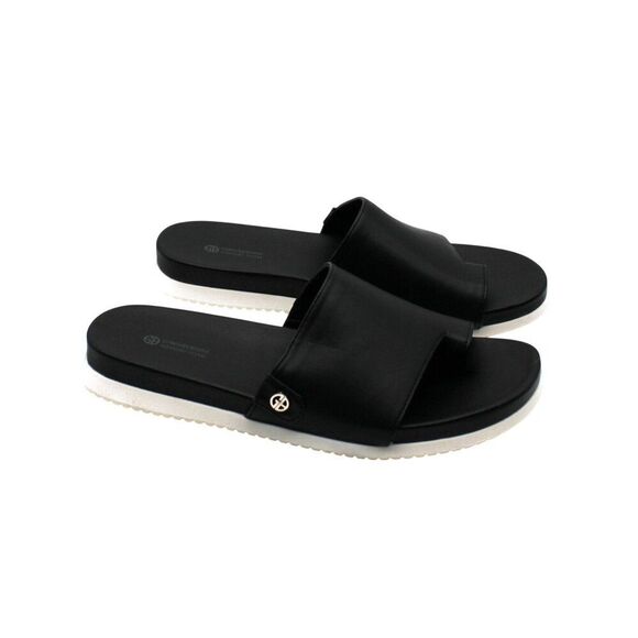 Cristeena Womens Faux Leather Embellished Slide Sandals - Picture 2 of 8